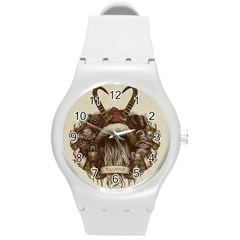 Christmas Dark Demon Evil Horror Krampus Round Plastic Sport Watch (m)