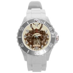 Christmas Dark Demon Evil Horror Krampus Round Plastic Sport Watch (l)