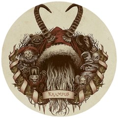 Christmas Dark Demon Evil Horror Krampus Wooden Puzzle Round