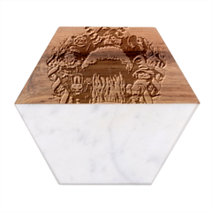 Christmas Dark Demon Evil Horror Krampus Marble Wood Coaster (hexagon) 