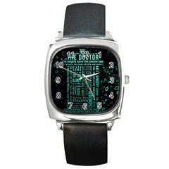 Tardis Doctor Who Technology Number Communication Square Metal Watch by Bakwanart