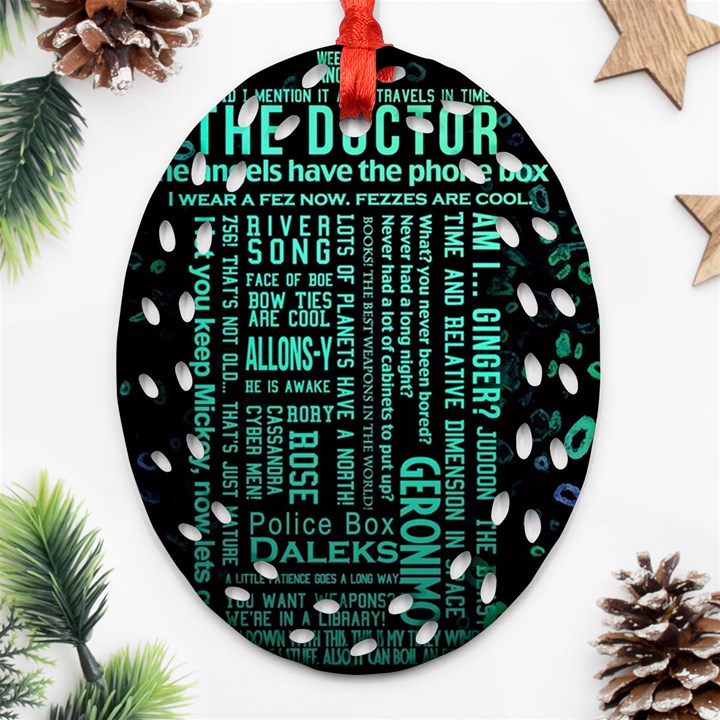 Tardis Doctor Who Technology Number Communication Ornament (Oval Filigree)