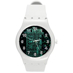 Tardis Doctor Who Technology Number Communication Round Plastic Sport Watch (m) by Bakwanart