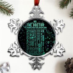 Tardis Doctor Who Technology Number Communication Metal Small Snowflake Ornament by Bakwanart