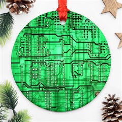 Green Circuit Board Computer Ornament (Round)