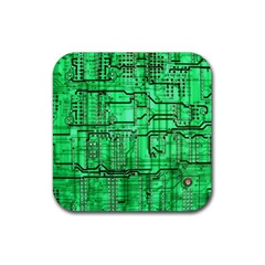 Green Circuit Board Computer Rubber Coaster (square) by Bakwanart