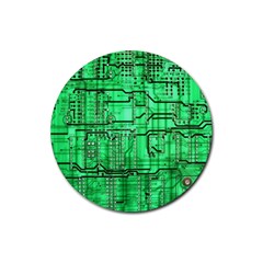 Green Circuit Board Computer Rubber Round Coaster (4 pack)