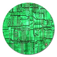 Green Circuit Board Computer Magnet 5  (round)