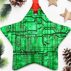 Green Circuit Board Computer Star Ornament (two Sides)