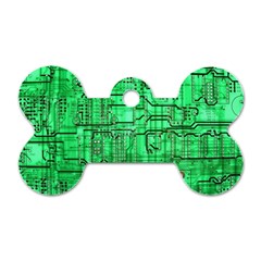 Green Circuit Board Computer Dog Tag Bone (One Side)