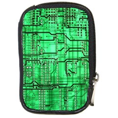 Green Circuit Board Computer Compact Camera Leather Case by Bakwanart