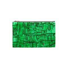 Green Circuit Board Computer Cosmetic Bag (small) by Bakwanart