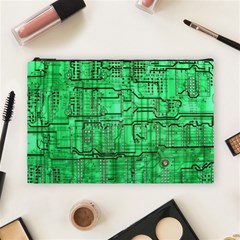 Green Circuit Board Computer Cosmetic Bag (large) by Bakwanart