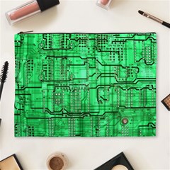 Green Circuit Board Computer Cosmetic Bag (xl) by Bakwanart