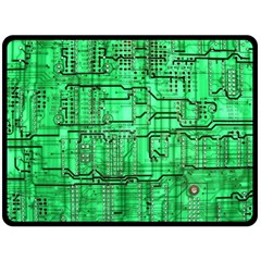 Green Circuit Board Computer Fleece Blanket (large) by Bakwanart