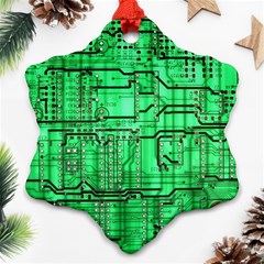 Green Circuit Board Computer Snowflake Ornament (two Sides)