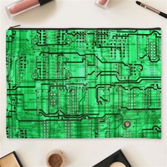 Green Circuit Board Computer Cosmetic Bag (xxxl) by Bakwanart