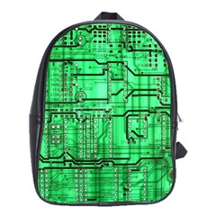 Green Circuit Board Computer School Bag (xl) by Bakwanart