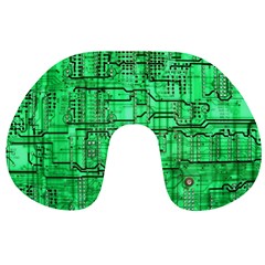 Green Circuit Board Computer Travel Neck Pillow by Bakwanart