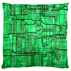 Green Circuit Board Computer Large Premium Plush Fleece Cushion Case (One Side)