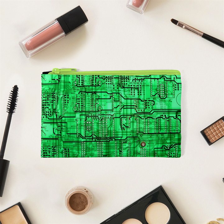 Green Circuit Board Computer Cosmetic Bag (XS)