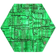 Green Circuit Board Computer Wooden Puzzle Hexagon