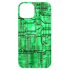 Green Circuit Board Computer Iphone 14 Black Uv Print Case by Bakwanart