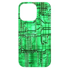 Green Circuit Board Computer Iphone 14 Pro Max Black Uv Print Case by Bakwanart