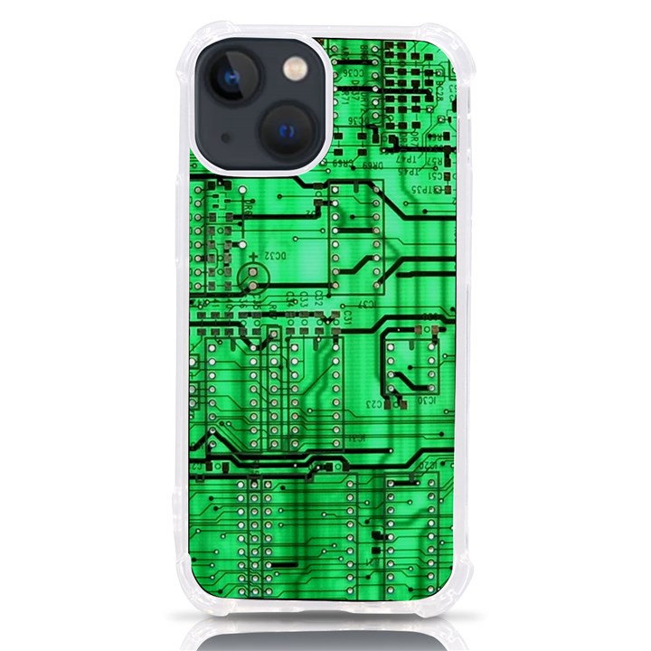 Green Circuit Board Computer iPhone 13 mini TPU UV Print Case