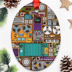 Pattern Design Art Techno Dj Music Retro Music Device Ornament (oval)