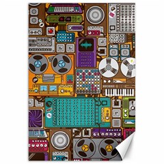 Pattern Design Art Techno Dj Music Retro Music Device Canvas 20  X 30  by Bakwanart