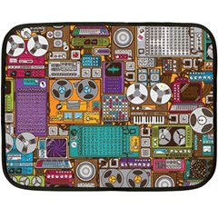 Pattern Design Art Techno Dj Music Retro Music Device Fleece Blanket (mini) by Bakwanart