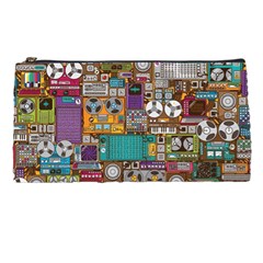 Pattern Design Art Techno Dj Music Retro Music Device Pencil Case by Bakwanart