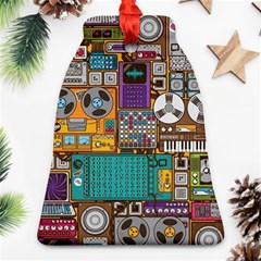 Pattern Design Art Techno Dj Music Retro Music Device Ornament (bell) by Bakwanart