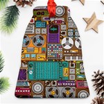 Pattern Design Art Techno Dj Music Retro Music Device Ornament (Bell) Front