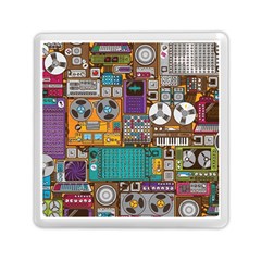 Pattern Design Art Techno Dj Music Retro Music Device Memory Card Reader (square) by Bakwanart