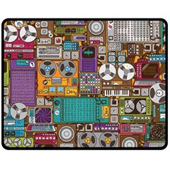 Pattern Design Art Techno Dj Music Retro Music Device Two Sides Fleece Blanket (medium) by Bakwanart