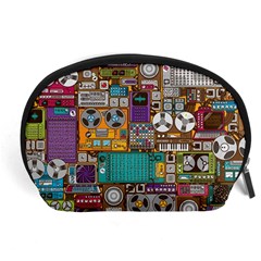 Pattern Design Art Techno Dj Music Retro Music Device Accessory Pouch (large) by Bakwanart