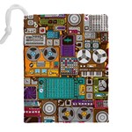 Pattern Design Art Techno Dj Music Retro Music Device Drawstring Pouch (5XL) Back