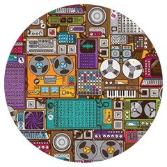 Pattern Design Art Techno Dj Music Retro Music Device Round Trivet