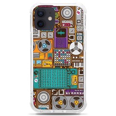 Pattern Design Art Techno Dj Music Retro Music Device Iphone 12 Mini Tpu Uv Print Case	 by Bakwanart