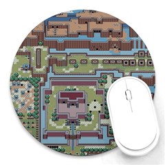 Arcade Game Retro Pattern Round Mousepad by Bakwanart