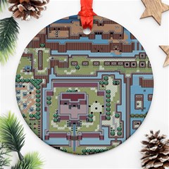 Arcade Game Retro Pattern Ornament (round) by Bakwanart