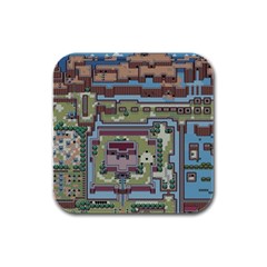 Arcade Game Retro Pattern Rubber Square Coaster (4 Pack) by Bakwanart