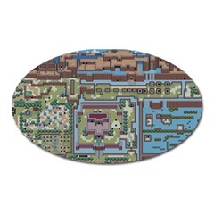 Arcade Game Retro Pattern Oval Magnet by Bakwanart