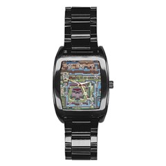 Arcade Game Retro Pattern Stainless Steel Barrel Watch by Bakwanart