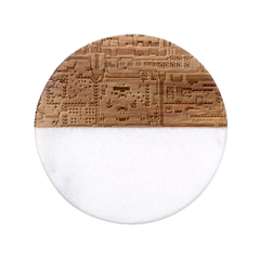 Arcade Game Retro Pattern Classic Marble Wood Coaster (round)  by Bakwanart