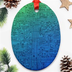 Blue And Green Circuit Board Wallpaper Circuit Board Sketch Ornament (oval)