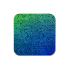 Blue And Green Circuit Board Wallpaper Circuit Board Sketch Rubber Coaster (square) by Bakwanart