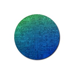 Blue And Green Circuit Board Wallpaper Circuit Board Sketch Rubber Coaster (round) by Bakwanart